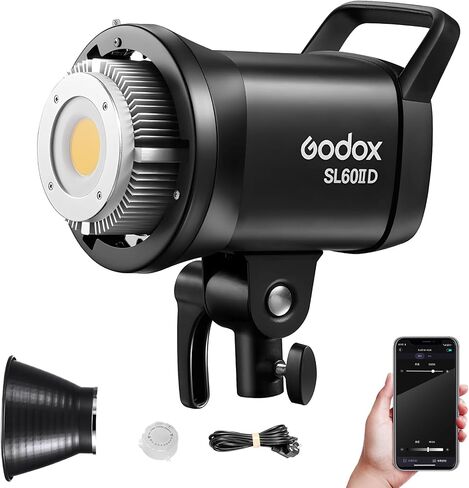 Godox SL60IID SL60W LED Video Light,60Ws White 5600K Version Countinuous Output Lighting with Bowens Mount,CRI 96+ TLCI97+,for Video Recording (Upgraded Version for SL60W) in Kuwait