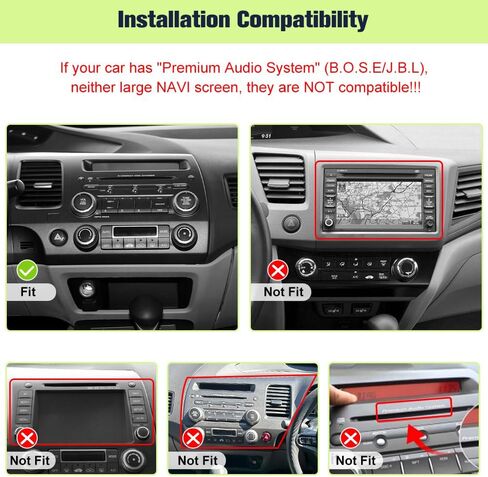 Car Radio for Honda Civic 2006 2007 2008 2009 2010 2011, 10.1 Inch with CarPlay Android Auto, Bluetooth 5.0, GPS Navigation, DSP, FM, AM, Rear Camera Support in Kuwait