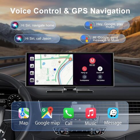 [11" Fully Laminated 60fps Touchscreen] -Accfly Wireless car Play Screen for Apple carplay &Android Auto, OTA Updates -HD Front Dashcam & Backup Camera, Car Stereo Radio/GPS Navigation/BT Audio in Kuwait