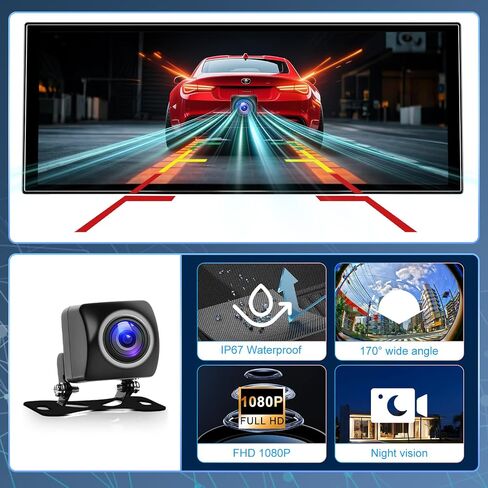 [11" Fully Laminated 60fps Touchscreen] -Accfly Wireless car Play Screen for Apple carplay &Android Auto, OTA Updates -HD Front Dashcam & Backup Camera, Car Stereo Radio/GPS Navigation/BT Audio in Kuwait