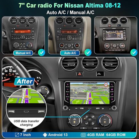 Car Radio for Nissan Altima 2008 2009 2010 2011 2012(Manual and Auto AC) in Kuwait