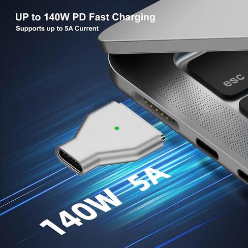USB C to Magnetic Adapter, Type-C to Magnetic 3 T-Head PD 140W Power Fast Charging Converter Compatible with 2021-2023 MacBook Pro Air (Magnetic 3rd) in Kuwait