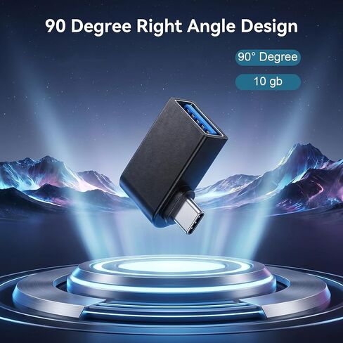 4 Pcs USBC 90 Degree 3.0 Adapter Right Angle USB-C to USB Adapter Type C Male to USB 3.0 Female Connector Converter OTG Adapters for Smartphones Laptops Mice Keyboards and More (Black) in Kuwait
