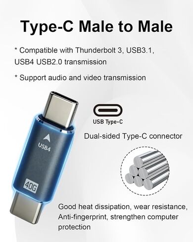 40Gbps 8K USB-C Male to Male Extension Coupler 2 Pack in Kuwait