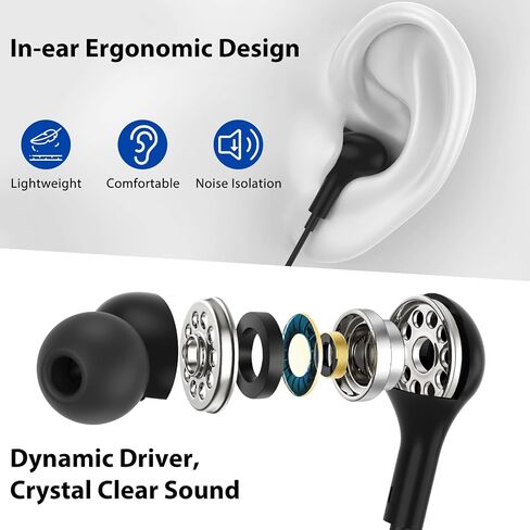 USB Headphone with Mic Mute Volume Control,7.5FT Long Cord PC Wired Earbuds in Kuwait