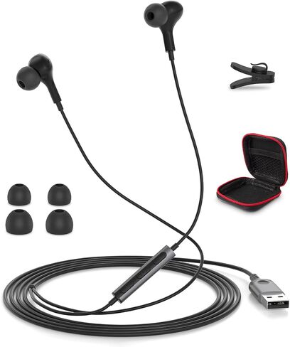 USB Headphone with Mic Mute Volume Control,7.5FT Long Cord PC Wired Earbuds in Kuwait
