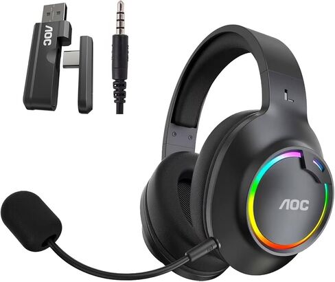 AOC Over-Ear Wireless Gaming Headset with Detachable Noise Cancelling Mic in Kuwait