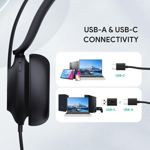Yealink UH37 USB Headset with Noise Cancelling Microphone,Wired Headset for PC Laptop,Teams Certified,USB-A & USB-C Cable,Works with Zoom and Other Leading UC Platforms (Renewed) in Kuwait