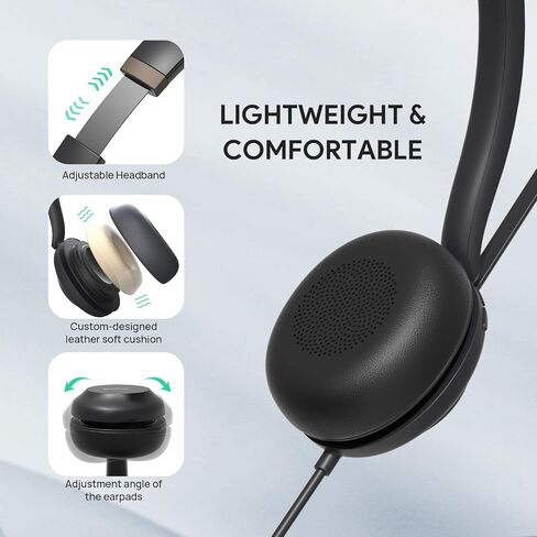 Yealink UH37 USB Headset with Noise Cancelling Microphone,Wired Headset for PC Laptop,Teams Certified,USB-A & USB-C Cable,Works with Zoom and Other Leading UC Platforms (Renewed) in Kuwait