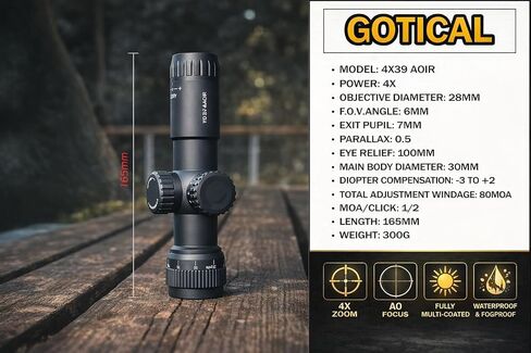 Gotical Combo of 3 | Picatinny Rail Mount for Savage Rascal Rifles with Ejection Port Cut-Out & 4x30 AO Compact Scope Objective Lens, Parallax Adjustable Focusable in Kuwait