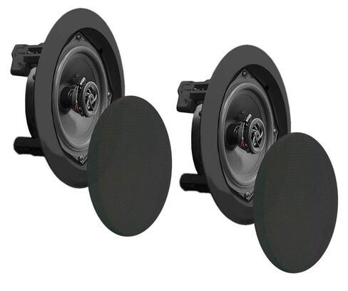 Pyle Ceiling Wall Mount Speakers - 5.25" Pair of 2-Way Midbass Woofer Speaker 1'' Polymer Dome Tweeter Flush Design w/ 80Hz - 20kHz Frequency Response & 150 Watts Peak Easy Installation - PDIC51RDBK in Kuwait