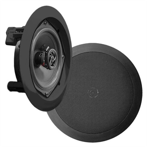 Pyle Ceiling Wall Mount Speakers - 5.25" Pair of 2-Way Midbass Woofer Speaker 1'' Polymer Dome Tweeter Flush Design w/ 80Hz - 20kHz Frequency Response & 150 Watts Peak Easy Installation - PDIC51RDBK in Kuwait