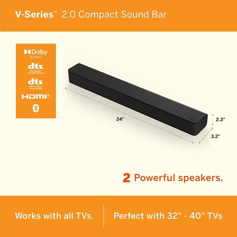 Vizio V20-J8B-RB 2.0 24" Compact SoundBar - Certified Refurbished in Kuwait