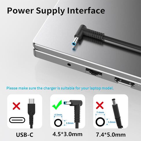 120W 19.5V 6.15A Laptop Charger 710415-001 Fit for HP USB-C Dock G5,USB-C/A Universal Dock G2 5TW13AA,Docking Statio Charger,Envy 15 17 Series L41856-001 Adapter Power Supply 4.5 * 3.0mm Blue Tip in Kuwait