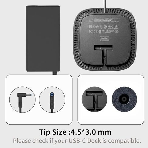 120W 19.5V 6.15A Laptop Charger 710415-001 Fit for HP USB-C Dock G5,USB-C/A Universal Dock G2 5TW13AA,Docking Statio Charger,Envy 15 17 Series L41856-001 Adapter Power Supply 4.5 * 3.0mm Blue Tip in Kuwait