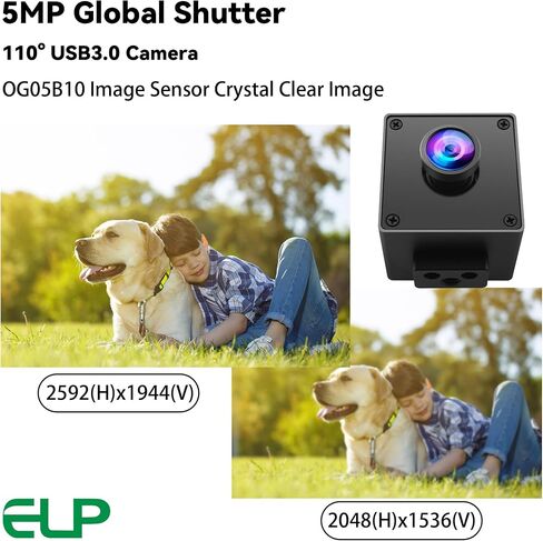 ELP 5mp 60fps Global Shutter USB3.0 Camera Wide Angle 110degree Webcam for Computer Mini UVC USB3.0/2.0 PC Camera High Speed Lightburn Cameras for Laser (110degree no Distortion Lens) in Kuwait