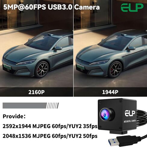 ELP 5mp 60fps Global Shutter USB3.0 Camera Wide Angle 110degree Webcam for Computer Mini UVC USB3.0/2.0 PC Camera High Speed Lightburn Cameras for Laser (110degree no Distortion Lens) in Kuwait