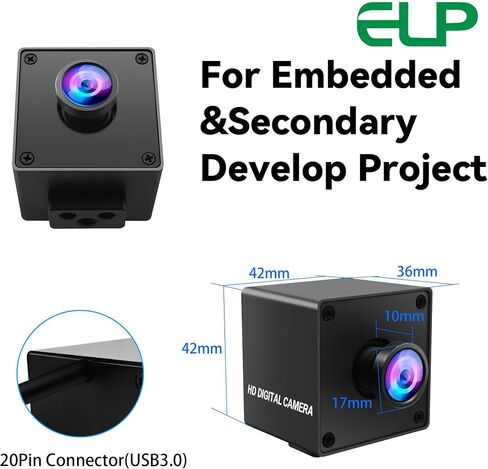ELP 5mp 60fps Global Shutter USB3.0 Camera Wide Angle 110degree Webcam for Computer Mini UVC USB3.0/2.0 PC Camera High Speed Lightburn Cameras for Laser (110degree no Distortion Lens) in Kuwait