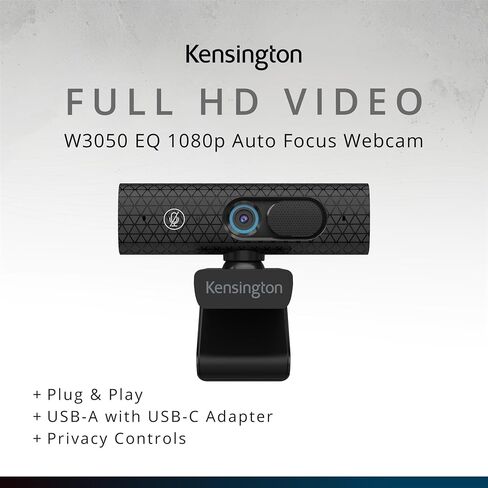 Kensington W3050 EQ 1080p Autofocus Webcam with Adjustable Field of View, Dual Microphones & Low‑Light Enhancement for Video Conferencing, Streaming & Online Meetings (K81172WW) in Kuwait