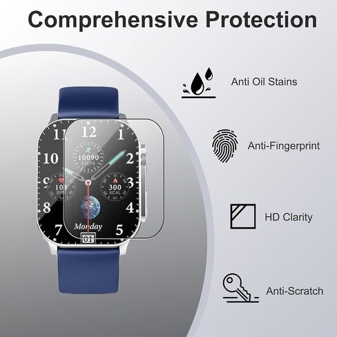 4 Pack Screen Protector for Poounur KW281A 2.01inch Smart Watch– 6H TPU Film,Anti-Scratch,Anti-Fingerprint,Bubble-Free,Shatterproof,Dustproof,Touch Sensitive,Full Protection for Watch Display in Kuwait