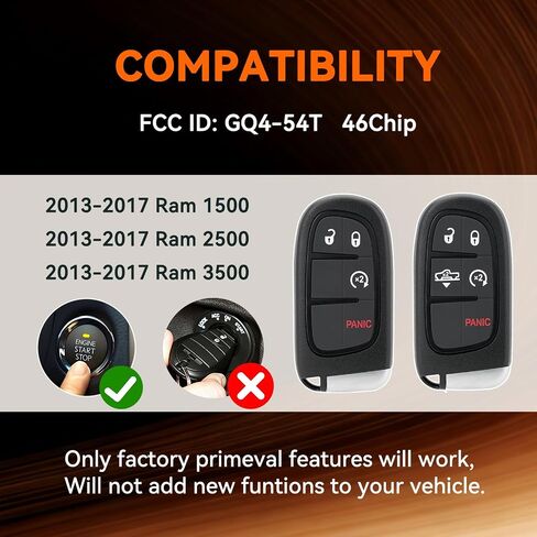 DIY Remote Key Fob Replacement for 2013-2017 RAM 1500 2500 3500 Truck in Kuwait