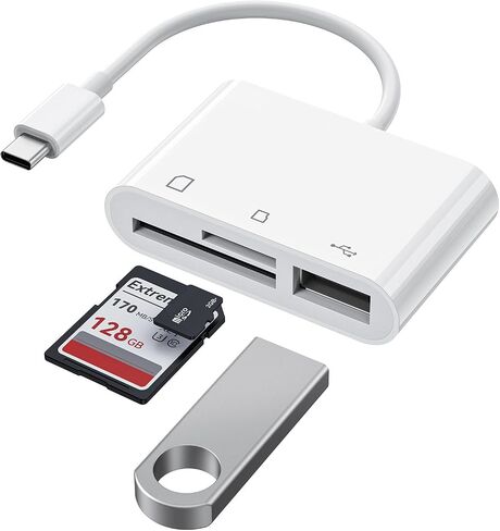 USB-C 3-in-1 SD Card Reader with SD, Micro SD Card Slots and USB Port, High-Speed Data Transfer in Kuwait