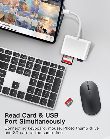 USB-C 3-in-1 SD Card Reader with SD, Micro SD Card Slots and USB Port, High-Speed Data Transfer in Kuwait