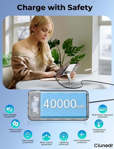 Portable Charger, 40000mAh Power Bank with Built in Cables in Kuwait