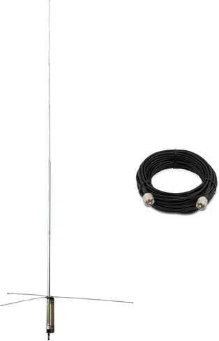 CB Station Antenna and 50ft RG58 Coaxial Cable Bundle, 27Mhz Outdoor CB Radio Antenna with Low-Loss PL259 UHF Male to Male Coax Cable, Perfect for Enhanced Signal Reception and Transmission in Kuwait