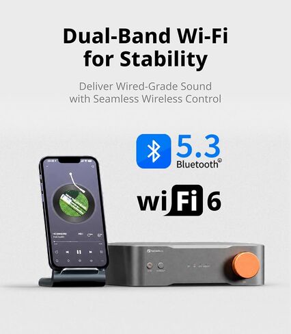 Fosi Audio S3 HiFi Music Streamer DAC Preamp, AK4493SEQ DAC Wi-Fi 6 Bluetooth 5.3, Digital Transport with XLR Balanced/Optical/Sub Out/HDMI eARC, AirPlay 2 Spotify Connect Tidal, 10-Band EQ in Kuwait