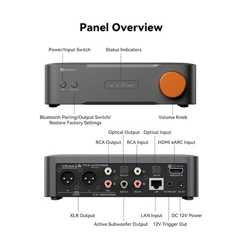 Fosi Audio S3 HiFi Music Streamer DAC Preamp, AK4493SEQ DAC Wi-Fi 6 Bluetooth 5.3, Digital Transport with XLR Balanced/Optical/Sub Out/HDMI eARC, AirPlay 2 Spotify Connect Tidal, 10-Band EQ in Kuwait