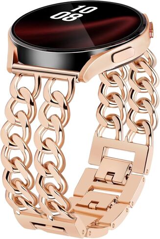 JR.DM Metal Samsung Galaxy Watch 7 6 5 4 FE 40mm 44mm Band 20mm Chain Bracelet Adjustable Women Strap Compatible Samsung Watch Bands 5Pro/Watch 6/4 Classic 42mm 46mm/Active 2 in Kuwait