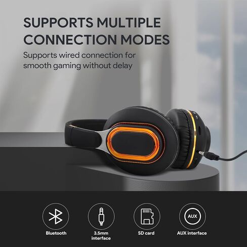 Bluetooth Headphones, Foldable Wireless Over-Ear Headphones with Hidden Mic for Cell Phone, Laptop, PC, Suitable for Music, School, Workouts, and Gaming (Black) in Saudi Arabia