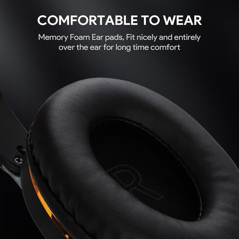 Bluetooth Headphones, Foldable Wireless Over-Ear Headphones with Hidden Mic for Cell Phone, Laptop, PC, Suitable for Music, School, Workouts, and Gaming (Black) in Saudi Arabia