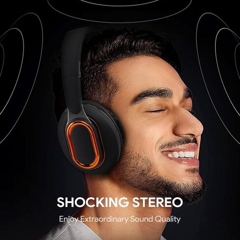 Bluetooth Headphones, Foldable Wireless Over-Ear Headphones with Hidden Mic for Cell Phone, Laptop, PC, Suitable for Music, School, Workouts, and Gaming (Black) in Saudi Arabia
