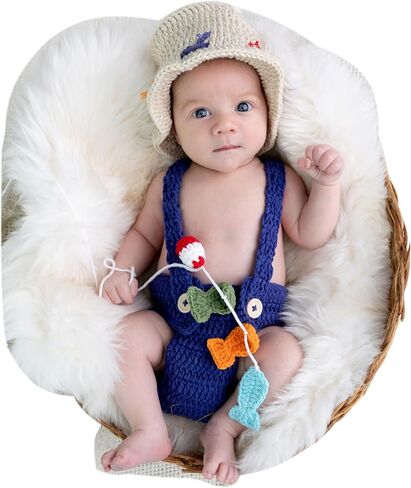 Newborn Photography Props, Crochet Fishing Outfit in Kuwait