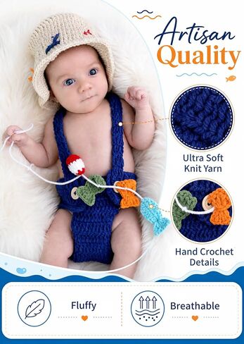Newborn Photography Props, Crochet Fishing Outfit in Kuwait