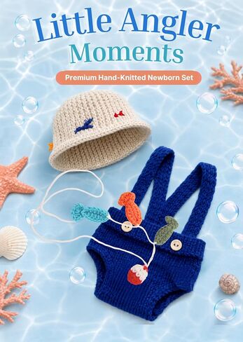 Newborn Photography Props, Crochet Fishing Outfit in Kuwait