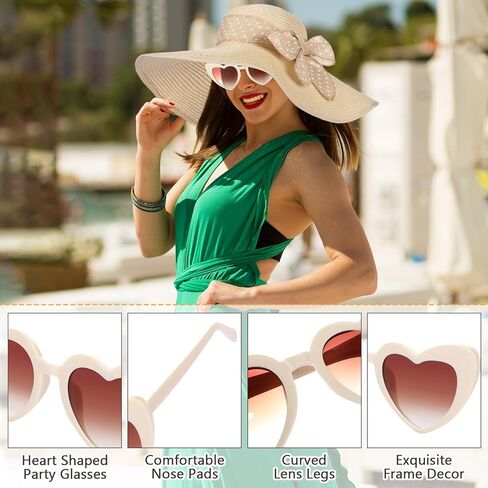 5 Pcs Women Straw Beach Hat Set with Straw Beach Tote Bag Summer Sunglasses Women Head Scarf Hat Clip for Travel in Saudi Arabia