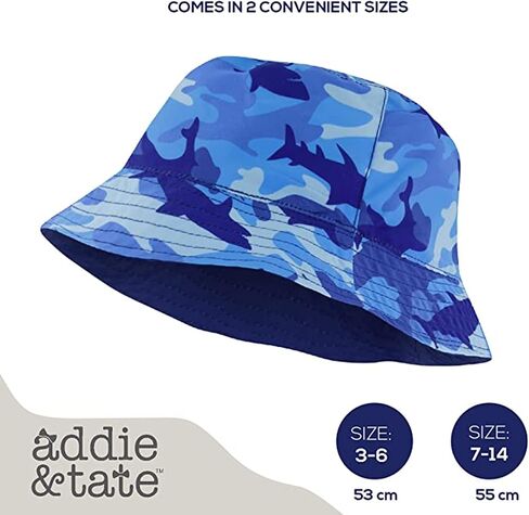 addie & tate Toddler Sun Hat for Kids UV Protection Beach Bucket Hat for Girls & Boys Fishing Boating with Sunglasses (Shark, 4-7 Years) in Saudi Arabia