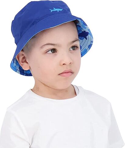 addie & tate Toddler Sun Hat for Kids UV Protection Beach Bucket Hat for Girls & Boys Fishing Boating with Sunglasses (Shark, 4-7 Years) in Saudi Arabia