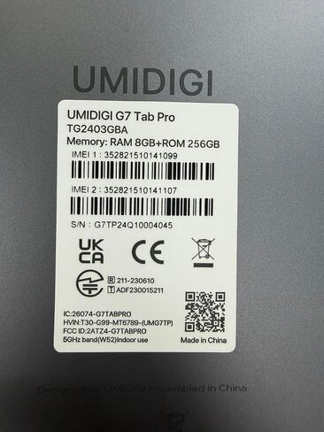 UMIDIGI Tablet 16GB RAM+256GB ROM G99 Octa-Core Android Tableta for Gaming,1920x1200 FHD IPS Display，8000mAh Battery,Global Unlocked Dual 4G,5G/2.4G WiFi, GPS, TF Expand Support Face Unlock in Kuwait