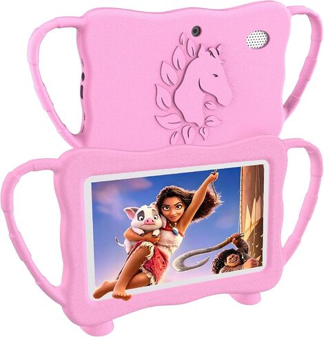 Kids Tablet, 7 Inch Android 16 Toddler Tablet with 4GB RAM 32GB ROM, Silicone Case, Parental Controls, Free Educational Apps for 3-12 Years Old Boys Girls (Pink) in Kuwait