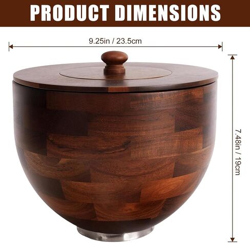 Wooden Bowls For 4.5-5 Qt Stand Mixers With Lid Cover，5 Quart Kitchen Aid Bowls For Mixer With Stainless Steel Locking Base（Acacia） in Kuwait