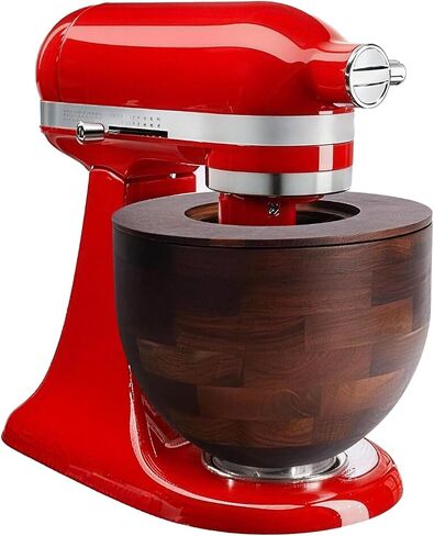 Wooden Bowls For 4.5-5 Qt Stand Mixers With Lid Cover，5 Quart Kitchen Aid Bowls For Mixer With Stainless Steel Locking Base（Acacia） in Kuwait
