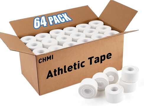 CHMI Athletic Tape,White Sports Tape (64 Pack), 640 Yards Rolls Very Strong Easy Tear NO Sticky Residue Best Tape for Gymnastics Climbing Bat Injuries Medical (1.5 Inch X 640 Yards). in Kuwait