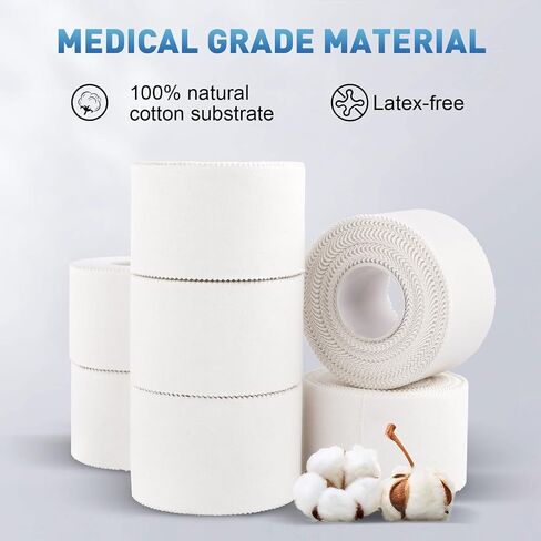 CHMI Athletic Tape,White Sports Tape (64 Pack), 640 Yards Rolls Very Strong Easy Tear NO Sticky Residue Best Tape for Gymnastics Climbing Bat Injuries Medical (1.5 Inch X 640 Yards). in Kuwait