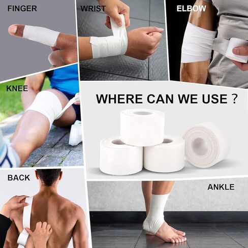 CHMI Athletic Tape,White Sports Tape (64 Pack), 640 Yards Rolls Very Strong Easy Tear NO Sticky Residue Best Tape for Gymnastics Climbing Bat Injuries Medical (1.5 Inch X 640 Yards). in Kuwait