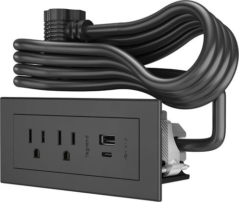 Legrand radiant Furniture Power Strip 2 Outlet USB A/C Black 6 Ft Cord in Kuwait