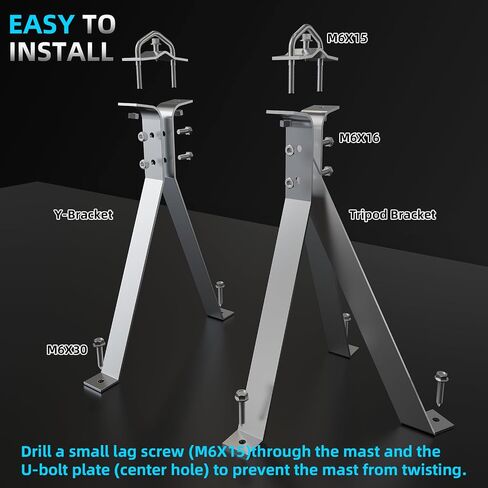 12" Heavy-Duty Antenna Mast, Antenna Wall Mount, Windproof Antenna Mounting Bracket for TV Antenna Mast (3-Leg + 2-Leg) in Saudi Arabia